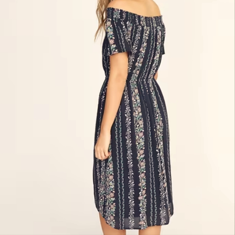Old Navy Off The Shoulder Waist Defined Crinkle Gauze Midi Dress Size L